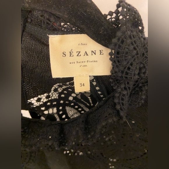 Sezane Becall Lace Long Sleeve Blouse Black Size FR 34/US 2 - Picture 8 of 10